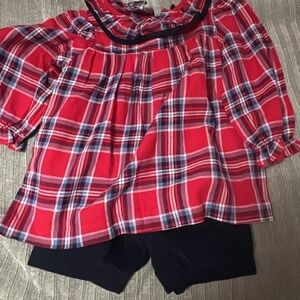Charming Red Plaid Kids Blouse with Black Trim